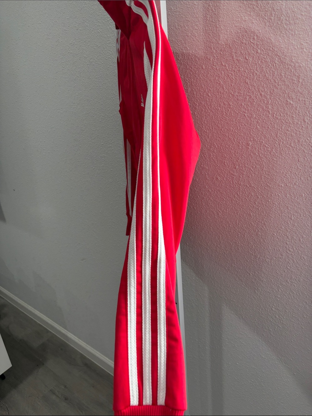 adidas Red Track Jacket with White Signature Stripes - Picture 4 of 6